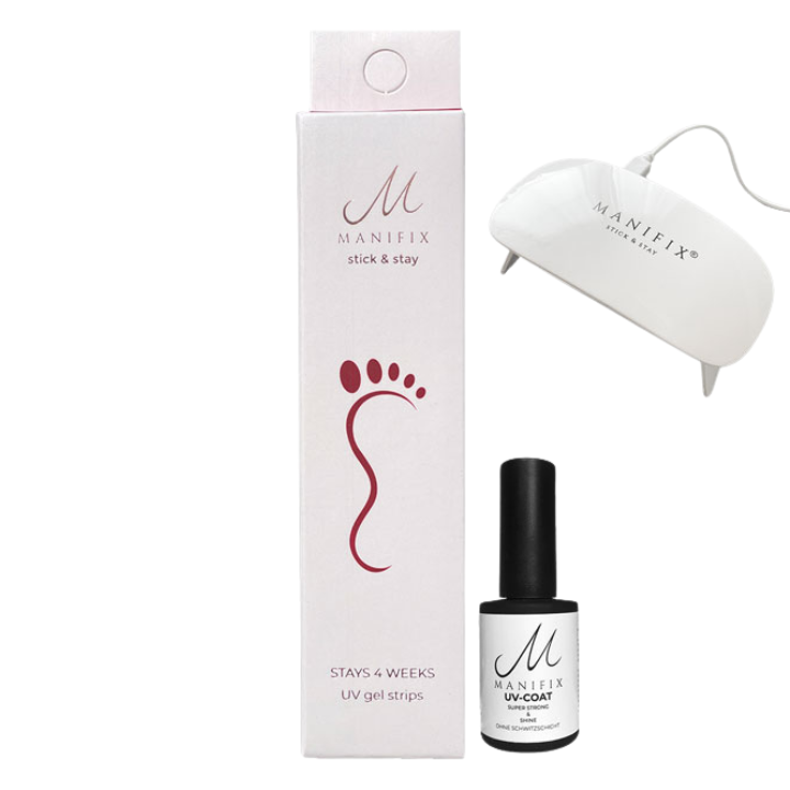 ADAMANT RED UV Gelfolien Toes (für die Zehen) Starterset mit Lampe MANIFIX